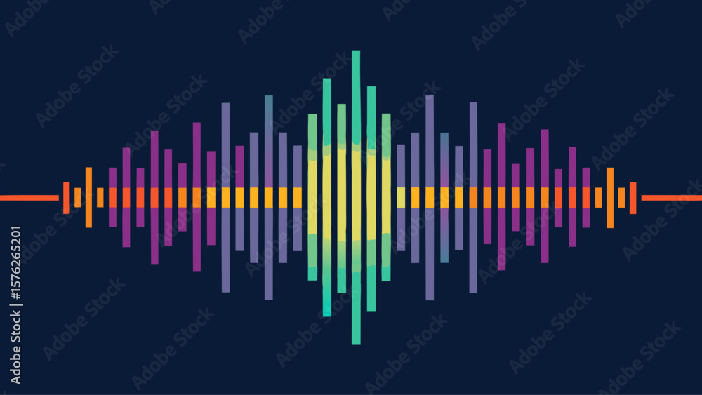 Poster a colorful waveform with a rainbow of colors. the waveform is a representation of sound and the colo