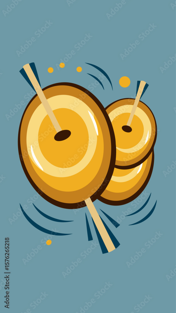 Poster two large yellow eyes with a blue background. the eyes are surrounded by a circle and a triangle, an
