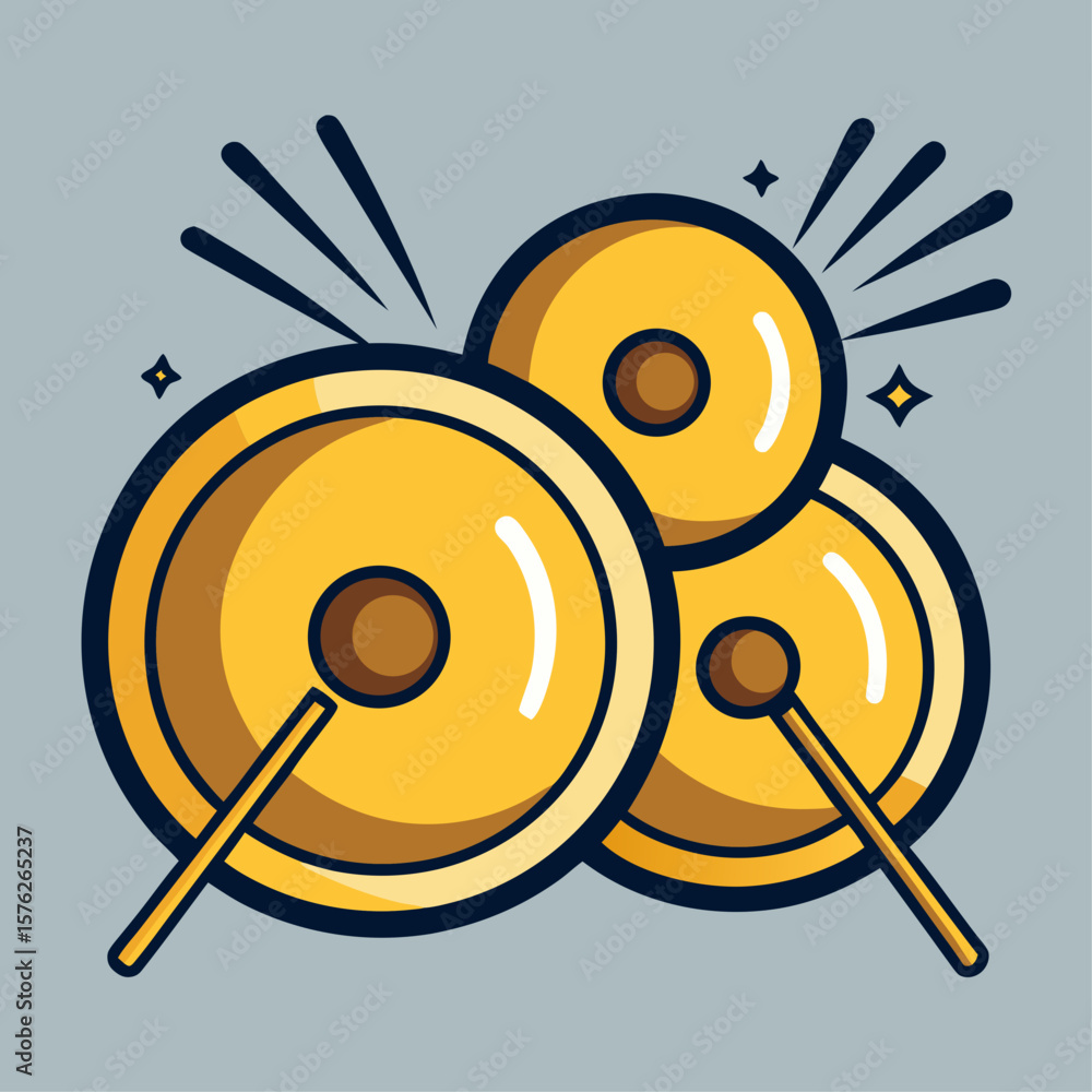 Poster two large yellow eyes with a blue background. the eyes are surrounded by a circle and a triangle, an