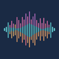 A colorful waveform with a rainbow of colors. The waveform is a representation of sound and the colors represent different frequencies. Concept of energy and movement