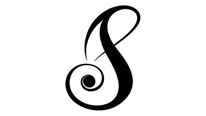 Fototapeta premium The letter S is curved and has a swirl. It is black and white
