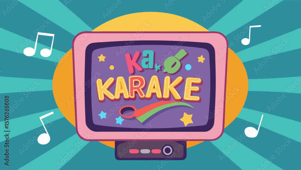 Poster a colorful cartoon image of a television with the words 