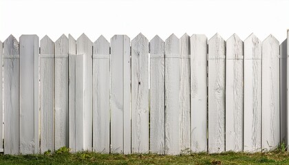 Fototapeta premium new white painted wooden fence on white background