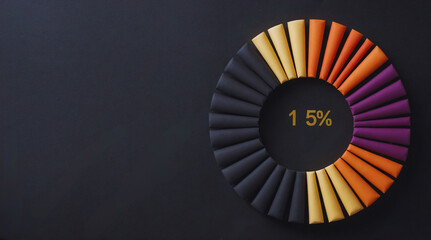 Flat Donut Chart with Pop-Out Segments and 15 Percent