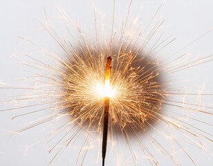Obraz premium bright sparkler light display of isolated cutout object on white background