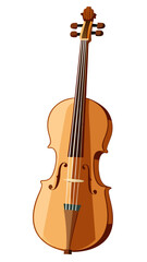 Fototapeta premium A violin is shown in a white background. The violin is a beautiful instrument with a brown wooden body and a brown bow. Concept of elegance and sophistication
