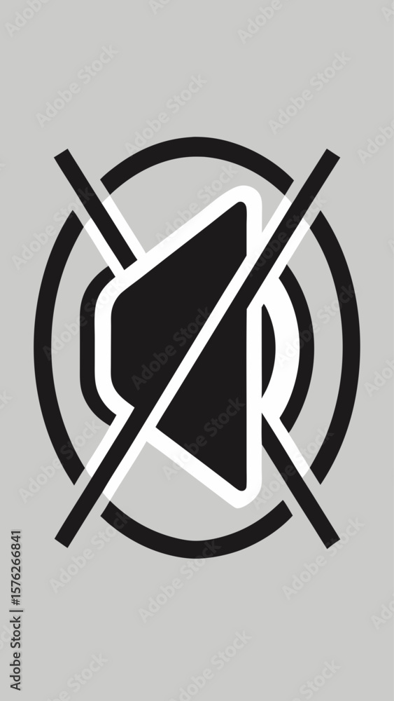 Poster a grey background with a red and white symbol that says 