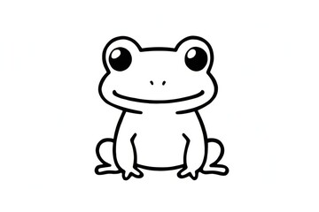 Cute frog icon in simple black and white line art, minimalistic vector logo with clean outline on white background