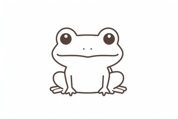 Cute frog icon in simple black and white line art, minimalistic vector logo with clean outline on white background
