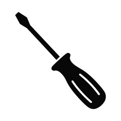 Fototapeta premium Black silhouette of a screwdriver isolated on white background