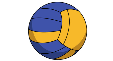 Water polo ball. Colorful volleyball with blue and yellow segments  