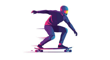 Obraz premium Longboarding. Skateboarder performing tricks in dynamic motion with colorful design 