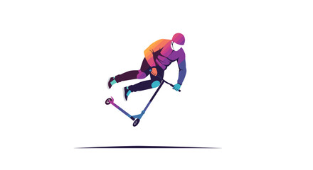 Fototapeta premium Scooter freestyle. Young person performing a trick on a scooter in vibrant colors 
