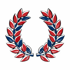 Obraz premium Laurel Wreath Design in Red and Blue Symbolizing Unity and Celebration for Constitution Day, Suitable for Blogs, Education, and Awareness Campaigns 