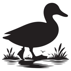 A duck vector illustration silhouette, wildlife, animal vector.
