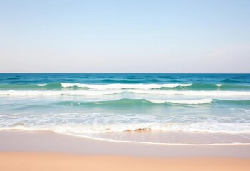 Minimalist flat style seashore landscape Wavy ocean, sandy beach, boho decor Perfect for prints & interiors, beach, palette