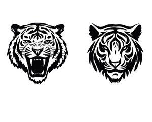 Tiger head vector Black and White