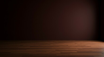 Empty Room with Wooden Floor and Dark Wall Space