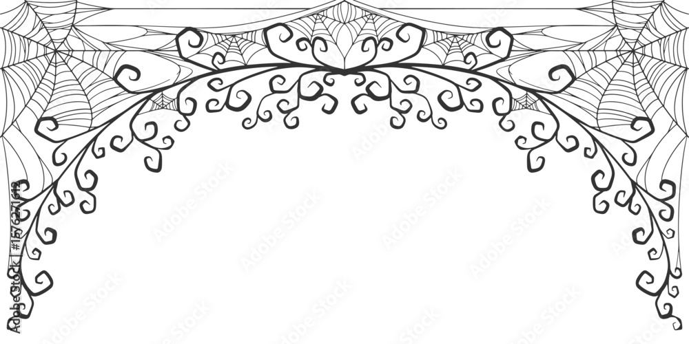 Sticker halloween cobweb frame border, spider web vector isolated on transparent background. vector eps