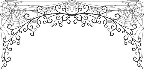 Halloween Cobweb frame border, spider web Vector Isolated on Transparent Background. Vector eps
