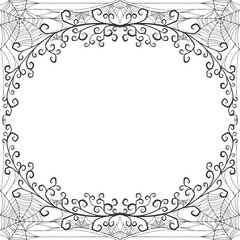 Halloween Cobweb frame border, spider web Vector Isolated on Transparent Background. Vector eps