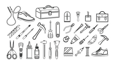 Leather and shoe repair service icons