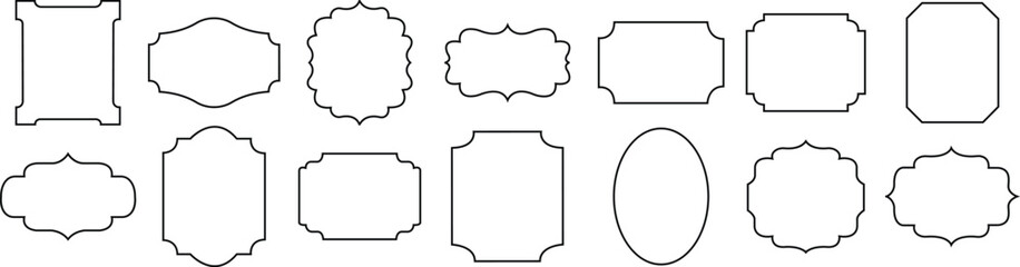 Set of Decorative frames line icons with editable stock. Retro ornamental frames, vintage ornament and ornate borders. Wedding frame, antique museum picture borders vectors