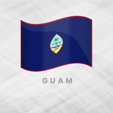 Vibrant Animated Guam Flag Waving with Deep Blue Field and Red Border Featuring Coconut Tree and Sailboat Emblem Representing Island Culture, Heritage, and Pride