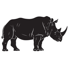 Black and white rhino animal illustration design