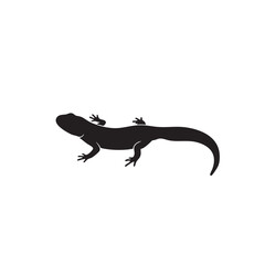 Naklejka premium Black silhouette of a salamander crawling on a white background silhouette isolated on white background