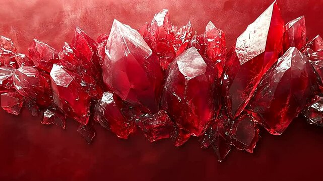 Ruby Red Crystals Sparkling on Deep Crimson Background for Jewelry Design and Abstract Art