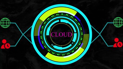 CLOUD technology cognoscente on virtual screen interface. Business, Technology, Internet and network concern
