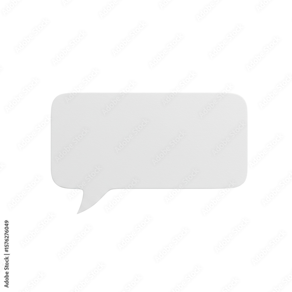 Poster a classic white speech bubble with rounded corners and a pointed tail, subtle paper texture, isolate