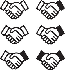 Obraz premium Handshake Icons Six Variations for Business and Collaboration