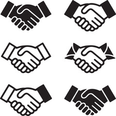 Obraz premium Collection of Handshake Icons Diverse Styles for Business and Agreement Illustrations