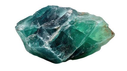 Obraz premium Aventurine green shimmering mineral lump background isolated on a Transparent background, PNG file.