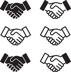 Obraz premium Handshake Icons Six Variations for Business, Agreement, and Partnership Graphics