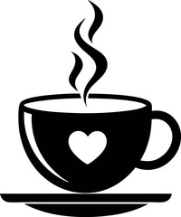 Coffee Cup with Heart Shaped Steam Icon