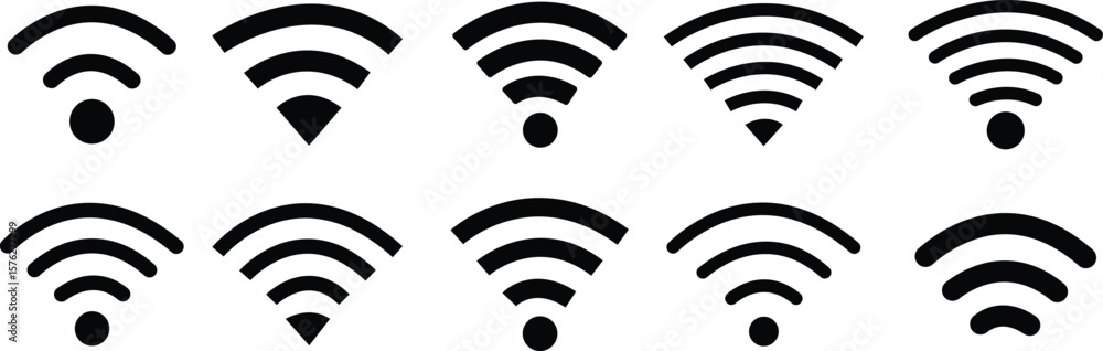 Aufkleber wifi signal vector icons set, wireless network, internet, and connection strength graphic collection