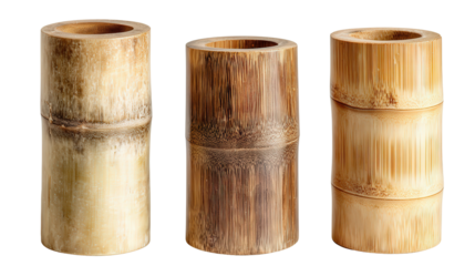 Bamboo candle holder cylindrical design background isolated on a Transparent background, PNG file.