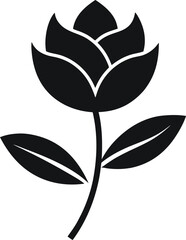 Elegant black silhouette of a tulip flower against a white background