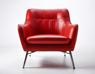 modern red chair with sleek design isolated on white background for contemporary living spaces