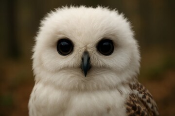 The serene eyes of a white owl captivate the viewer