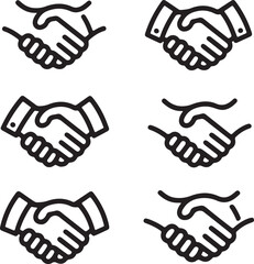 Obraz premium Handshaking Icons Six Variations of Line Art Handshake Illustrations