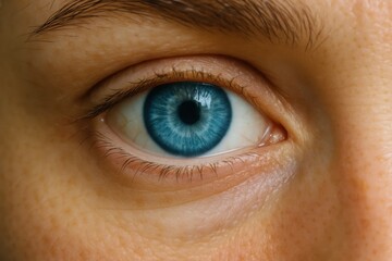 Obraz premium A close-up of a human eye, showcasing the intricate details of the iris and surrounding skin
