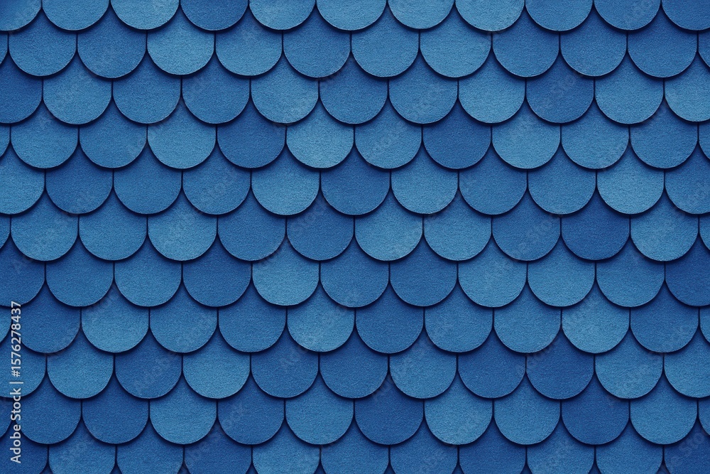 Poster a close-up view of a textured blue rooftop with a repeating pattern of circular tiles