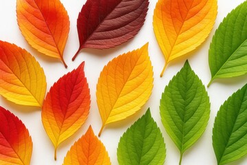Obraz premium A Symphony of Fall Leaves in Hues of Red, Orange, Yellow, Green, and Brown