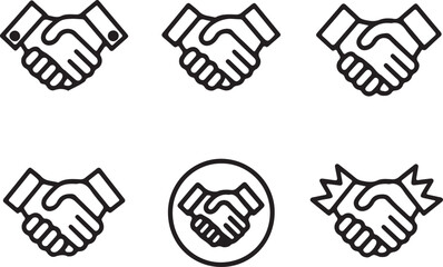 Fototapeta premium Handshake Icons Collection of Simple Line Art Handshake Illustrations
