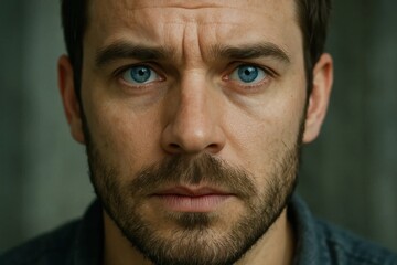 Obraz premium A man's gaze pierces through the lens, embodying a story untold