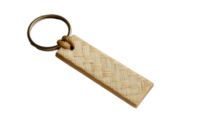 Bamboo name tag keychain background isolated on a Transparent background, PNG file.